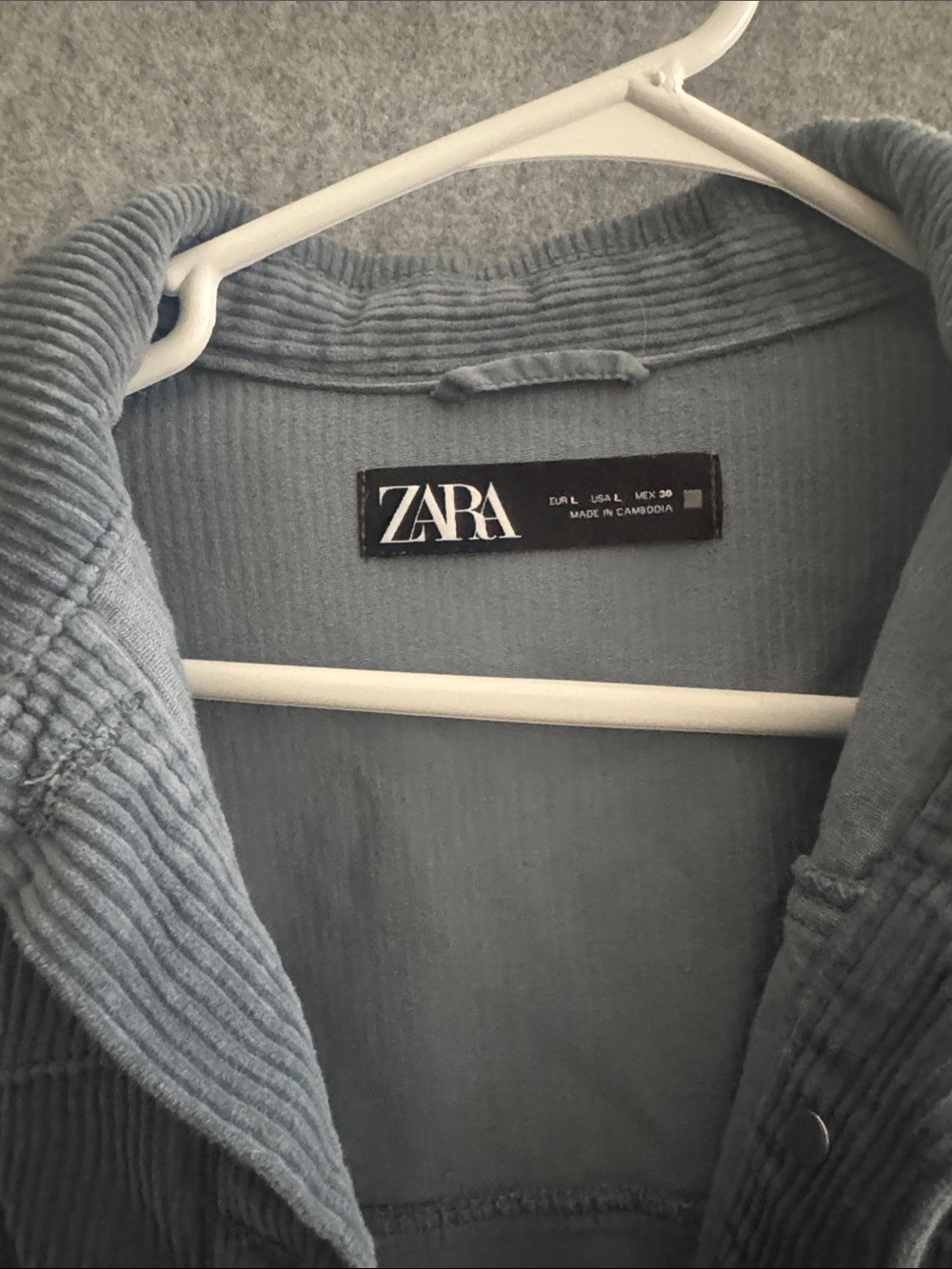 ZARA Men's Dusty Blue Corduroy Shirt Jacket - Picture 3 of 7